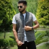 Nehru Wool Tweed Half Jacket For Men - Grey