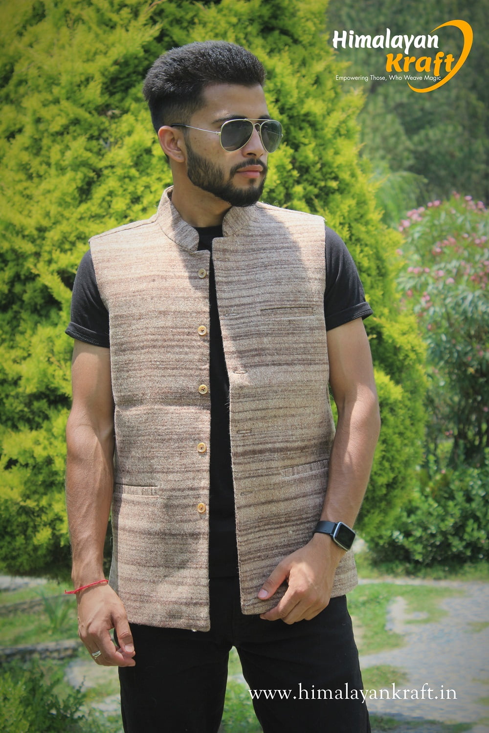 Vastraa Fusion Men's Woolen Festive Nehru Jacket/Waistcoat (Black)  Manufacturer Supplier from Delhi India
