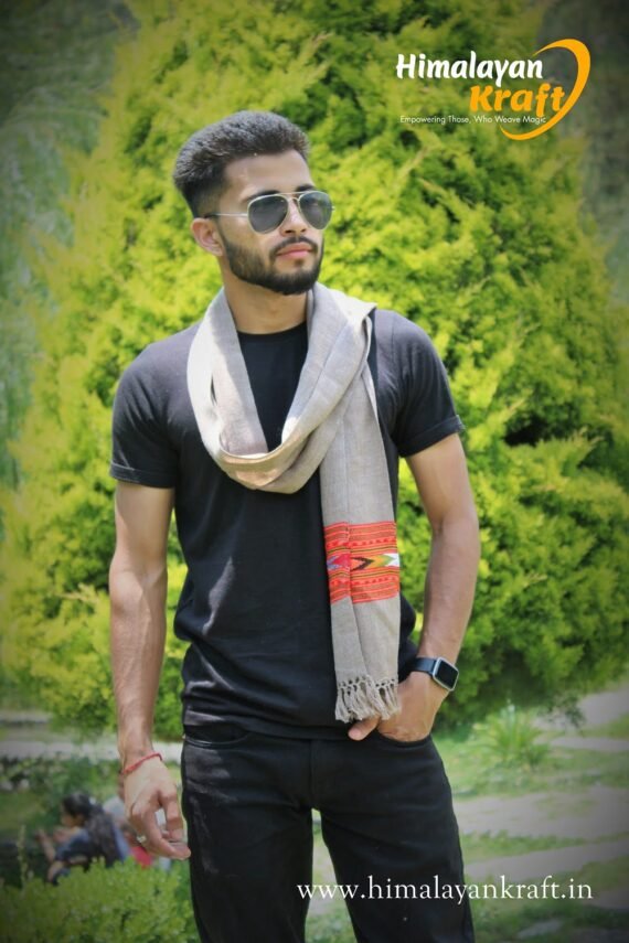 Kullu Handloom Woven Pure Wool Men's Grey Muffler