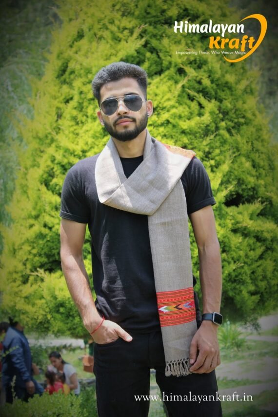 Kullu Handloom Woven Pure Wool Men's Grey Muffler