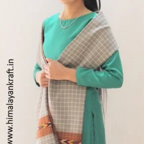 Kullu Handloom Pure Wool Stripped Stole Grey