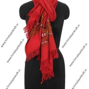 Shoulder Wrap Stole Handwoven Embroidery Light Red