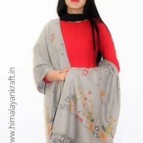 Grey Pure Wool Kullu Handloom Shawl