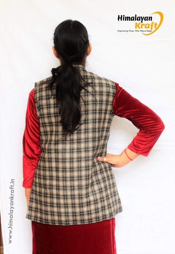 Authentic Kullu Design Wool Tweed Short Half Jacket - Multi