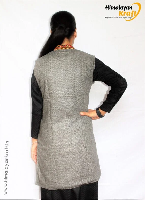 Kullu Traditional Design Winter Sleeveless Long Women Jacket