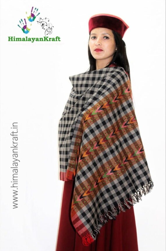 Hand Woven Pure Wool Kullu Handloom Stripped Stole