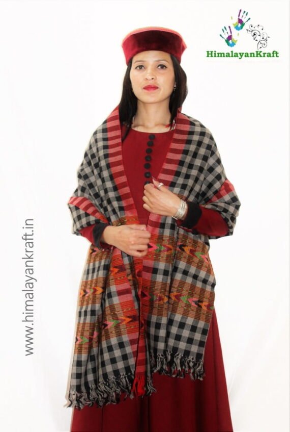 Hand Woven Pure Wool Kullu Handloom Stripped Stole