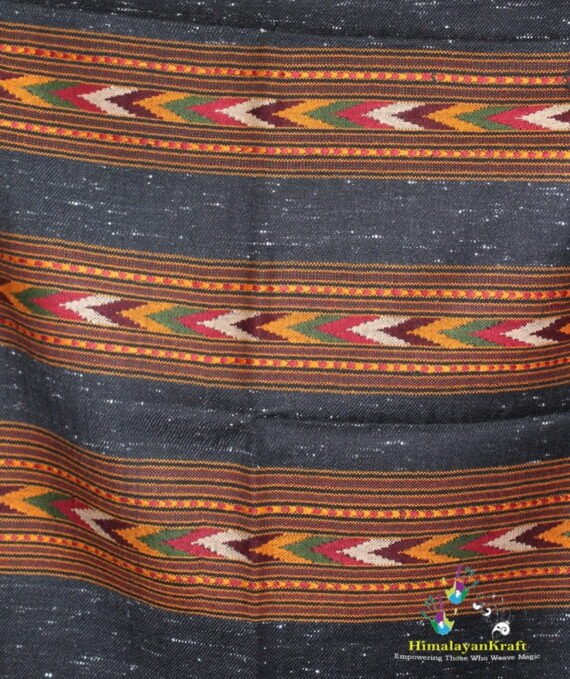 Black Pure Wool Kullu Handloom Stole 3 Patti