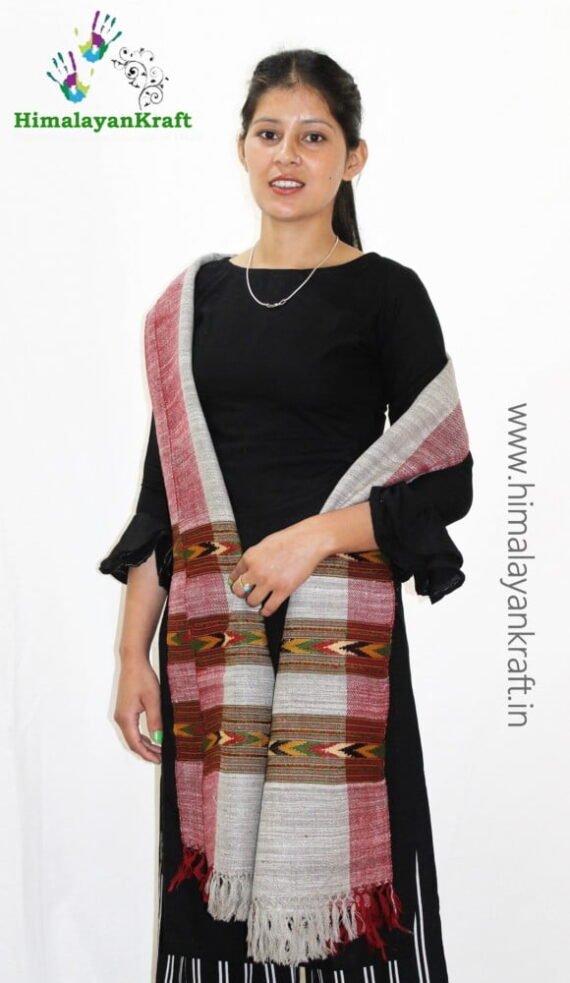 Hand Woven Pure Wool Kullu Handloom Stole (3 Patti)