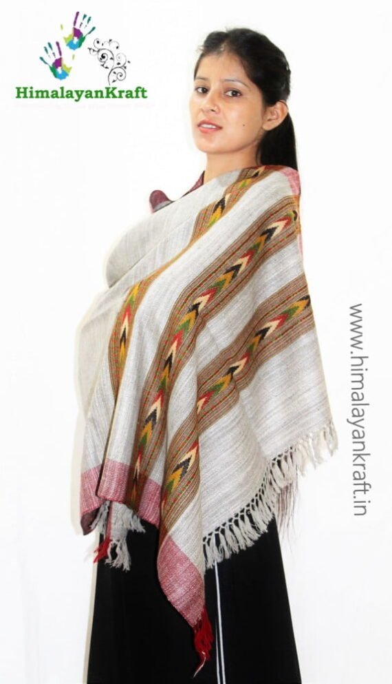 Hand Woven Pure Wool Kullu Handloom Stole (3 Patti)