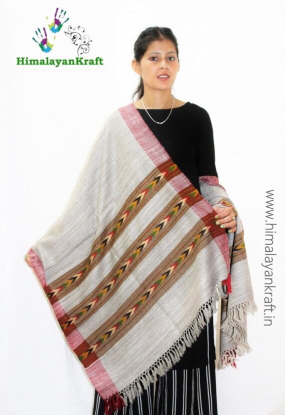 Hand Woven Pure Wool Kullu Handloom Stole (3 Patti)