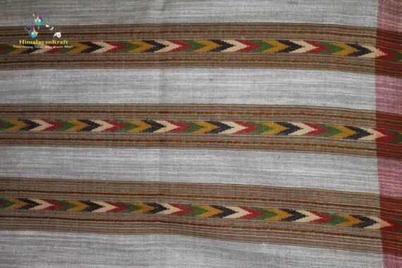 Hand Woven Pure Wool Kullu Handloom Stole (3 Patti)