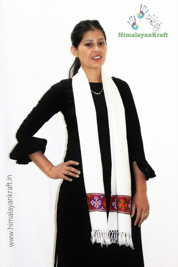 Purely Hand Woven Traditional Kullu Handloom Wool Muffler For Unisex
