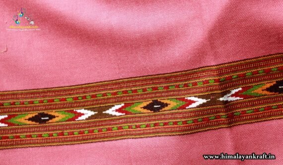 Kullu Handloom Pure Wool Kullu Design Pattern Shawl - Pink