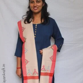 Kullu Handloom Elegant Design Pure Wool Stole - Light Grey