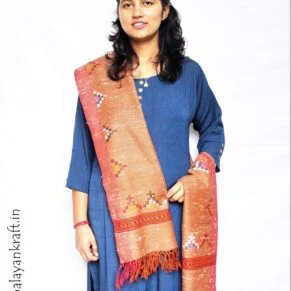 Kullu Handloom Elegant Design Pure Wool Stole - Brown