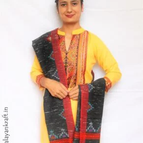 Kullu Handloom Elegant Design Pure Wool Stole - Black MS