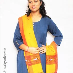 Kullu Handloom Elegant Design Pure Wool Stole - Yellow