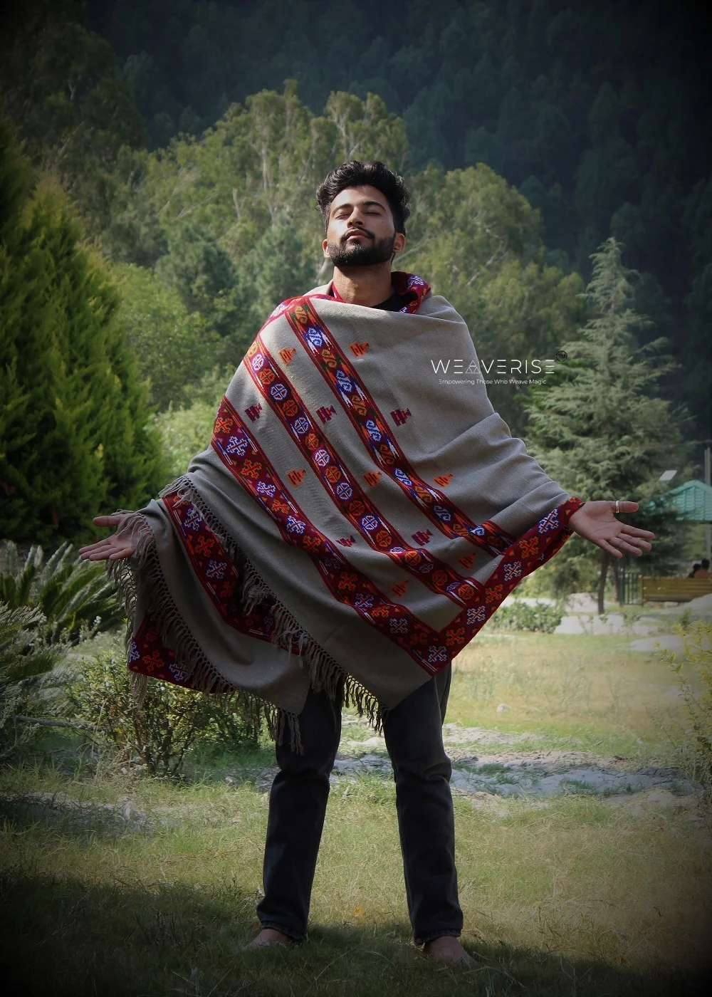 Harmony in Wool: 100% Pure Meditation Shawl for Mindfulness