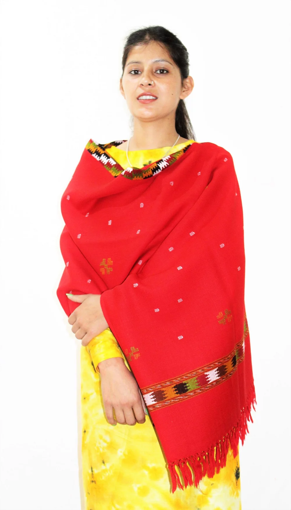 Woven Pure Wool Handloom Kullu Design Shawl