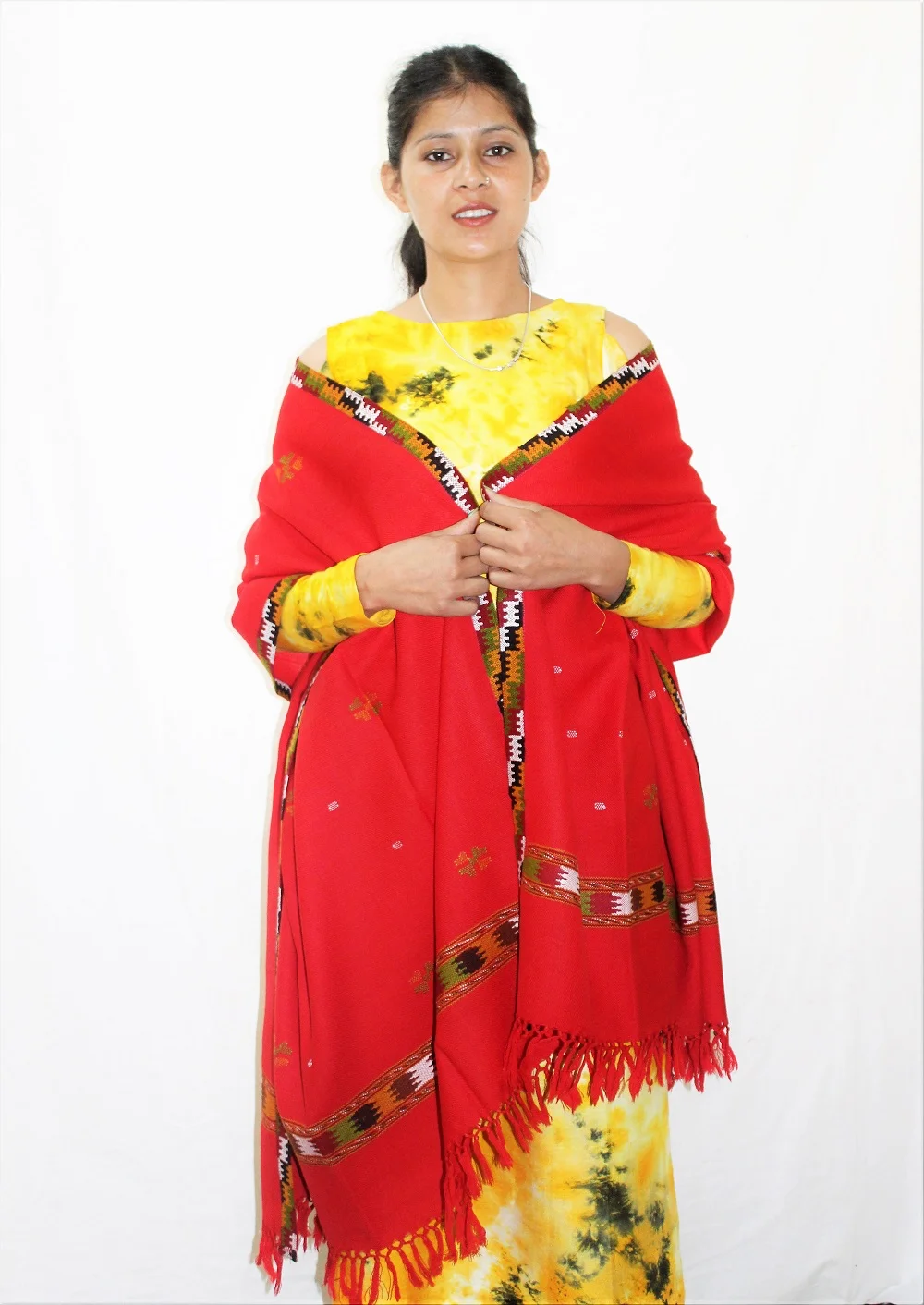 Woven Pure Wool Handloom Kullu Design Shawl