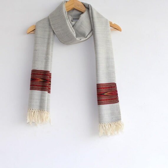 Kingri Wool Loom Stole - Light Grey MS