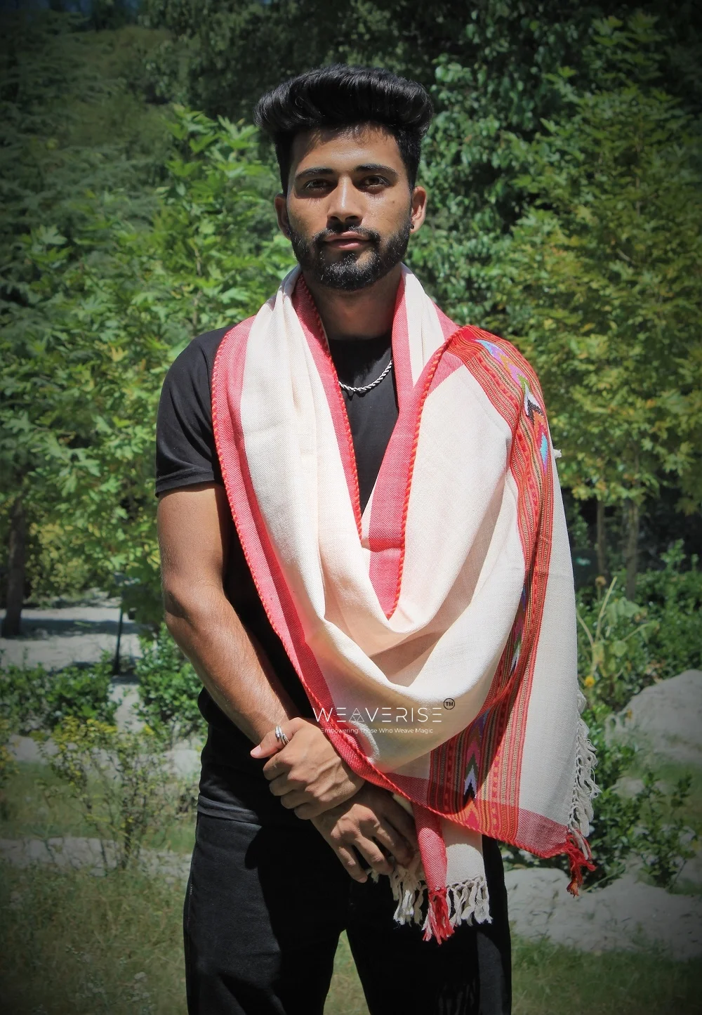 Hand-Loomed Excellence in Men's Wool Stole Scarf