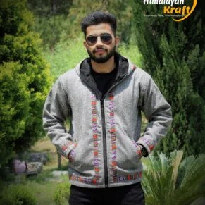 Trendy Comfy Kullu Design Pahadi Zipper Hoodie - Grey